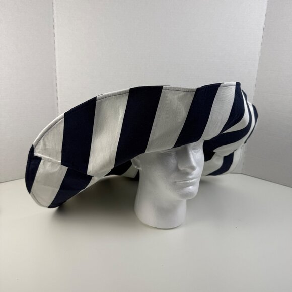 Anthropologie Oversized Stripe Hat Navy White Wide Brim One Size NWT - Picture 1 of 8
